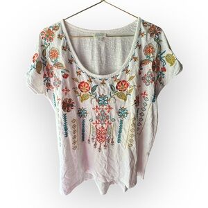 Sundance Embroidered Floral White Top